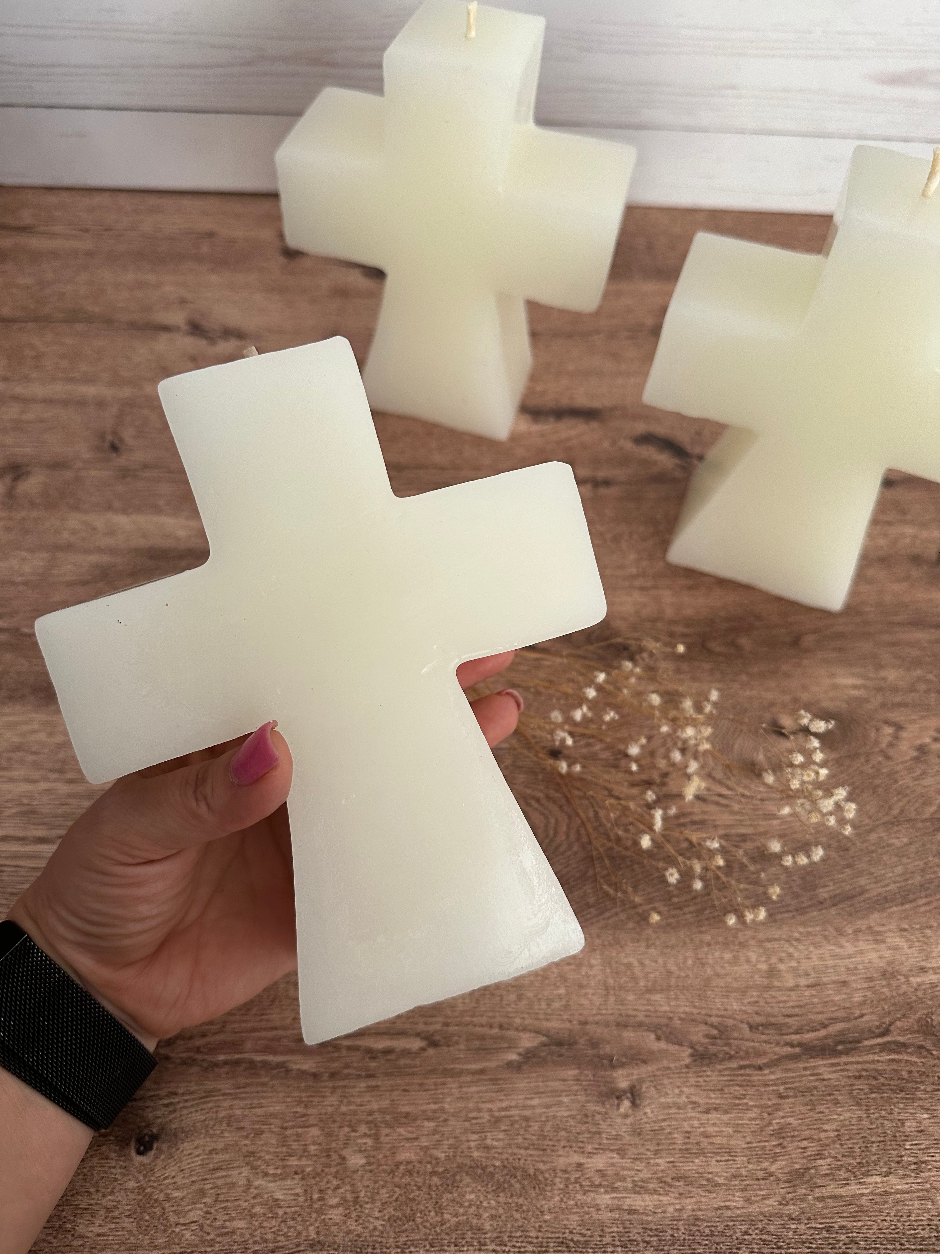 Vela en forma de cruz grande para centro de mesa